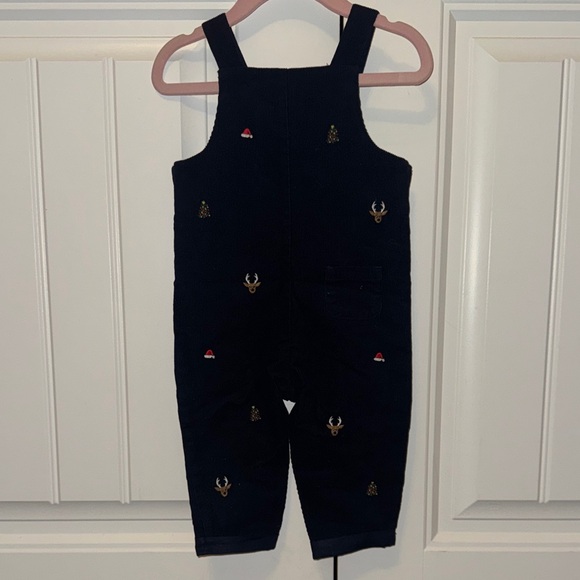Janie and Jack Dark Blue Overalls with Embroidered Details - Picture 2 of 7